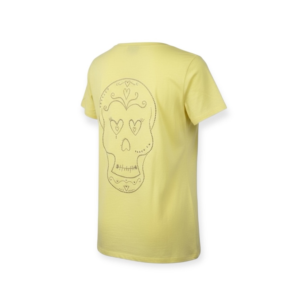 new me.n.u. ☺︎︎ Sugar Skull Crystal Tee T Shirt ☺︎︎ Sun Yellow ☺︎ Medium 7 8